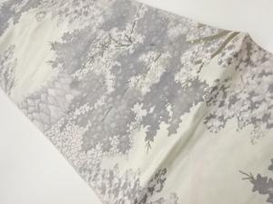 遠山に木々・紅葉模様織出し名古屋帯